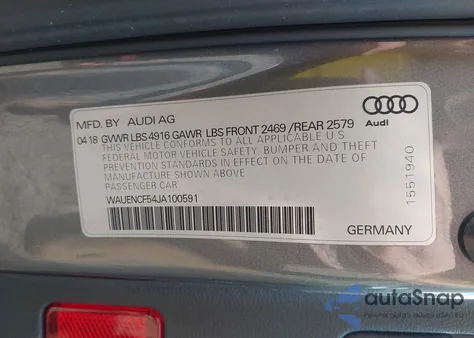2018 Audi A5 2.0T Premium from USA, damaged, VIN WAUENCF54JA100591